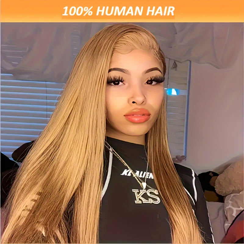 Wigs for Women Easter Hot Selling, Mother's Day Gift Honey Blonde Wig Human Hair 13x6 Lace Front Wigs Human Hair Straight HD Blonde Lace Front Wigs Human Hair 27# Colored Pre Plcuked with Baby Hair